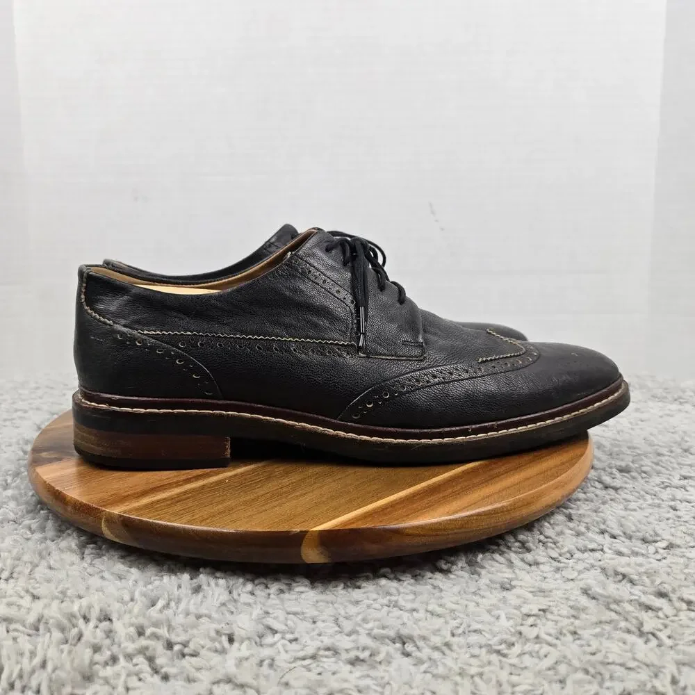 Cole Haan Mens 11.5M Warren Black Wingtip Brogue Oxford Casual Daily Dress Shoe